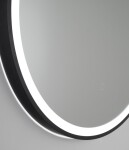 AQUALINE - STAGO guľaté zrkadlo s LED osvetlením priemer 60cm, kožený popruh, dotykový senzor, stmievateľné, čierna mat SG060