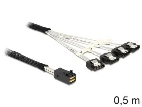 DeLock Mini SAS HD SFF-8643 / Kábel / 4X SATA 7-pin / St / St / 0,5 m (83392)