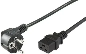 MicroConnect Sieťový napájací kábel Schuko 90° uhol - C19 1m čierna (PE0771901)