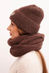 Dámsky set s klobúkom a šálom hnedý - K-Fashion UNI