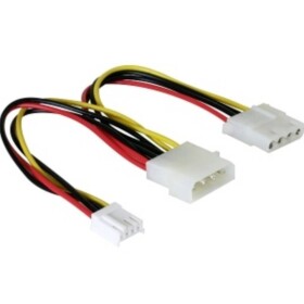 Delock Napájací kábel Molex 4pin (M) - Molex 4 pin (F) + 4 pin Floppy 0.2m (82111)