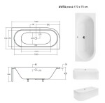 BESCO - Asymetrická vaňa AVITA - Nožičky k vani - S nožičkami, Rozmer vane - 170 × 75 cm, Spôsob prevedenia - Pravé VANAVIT170P + OLVPINOZ