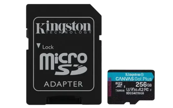 Kingston Canvas Go PLUS microSDXC 256GB s adaptérom / UHS-I V30 / U3 / Class 10 / čítanie: až 200MBs / zápis: až 160 MBs (SDCG4/256GB)