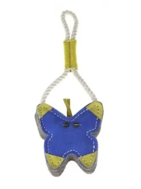 AnimALL Hračka Motýľ preťahovadlo natural koža podložená plsťou 25x10 cm (110327)