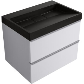 CERANO - Kúpeľňová skrinka Velora - biela matná, úchytka chróm + umývadlo z lit. mramoru Vita - čierna matná - 70x63x46,5 CER-8050BD83993