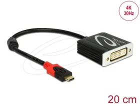 DeLock Adaptér USB Type-C (M) - DVI (F) čierna / DP Alt Mód / 4K / 30Hz (61213)