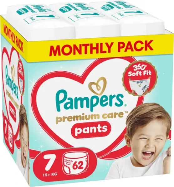 Pampers Premium Care 15+ kg (62 ks) / Plienkové nohavičky / Veľkosť 7 (15+ kg)