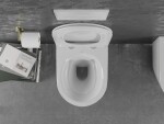 MEXEN - Lena Závesná WC misa vrátane sedátka s slow-slim, duroplast, biela/zlatá linka 30224005