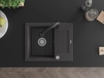 MEXEN/S MEXEN/S - Enzo granitový drez 1 s odkvapkávačom vrátane batérie Elia, čierna kropenatá 6506-76-670101-70