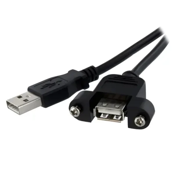 StarTech USB-A - USB-A kábel s montážou na panel čierna / Kábel / USB 2.0 / 0,3 m (USBPNLAFAM1)