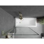 MEXEN/S - Next L vaňová zástena FIX 100 x 150, čierna vzor, zlatá kartáčovaná 895-100-000-03-70-55