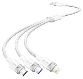 Vention CTRWG biela / Kábel USB-A na USB-C, Lightning, Micro-B / 6A / 120W / 1,5 m (CTRWG)