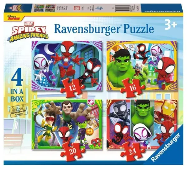 Ravensburger Spidey a jeho úžasní priatelia 4 v 1 - 12+16+20+24 dielikov