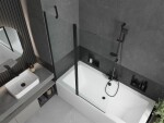 MEXEN/S - Cube obdĺžniková vaňa 170 x 80 cm s panelom + vaňová zástena 120, transparent, čierna 550517080X9412117000