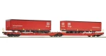 Roco Dvojitý kĺbový vagón T3000e 6600168 s dvoma návesmi DB Cargo