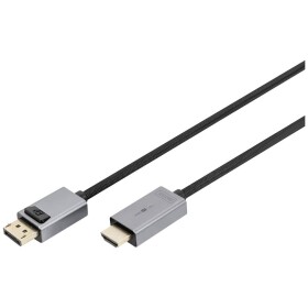 Digitus HDMI prepojovací kábel Zástrčka HDMI-A, Konektor DisplayPort 1 m čierna DB-340202-010-S 4K UHD, trojžilový tienený, flexibilný, bez halogénov HDMI kábel; DB-340202-010-S