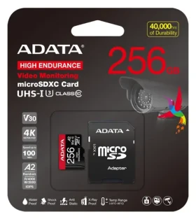 ADATA High Endurance / Micro SDXC karta / 256 GB / UHS-I U3 / Class 10 / čítanie 100 MB/s / zápis 85 MB/s / + adaptér (AUSDX256GUI3V30SHA2-RA1)
