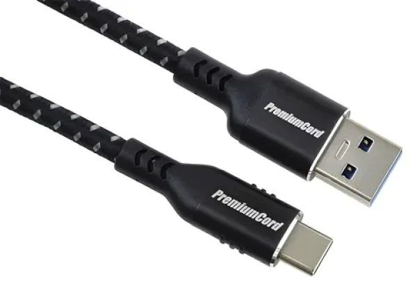 PremiumCord USB-C - USB 3.0 A / Kábel / USB 3.2 Gen 1 / 5 Gbit / s / 3A / 0,5 m / bavlnený oplet (ku31cx05)