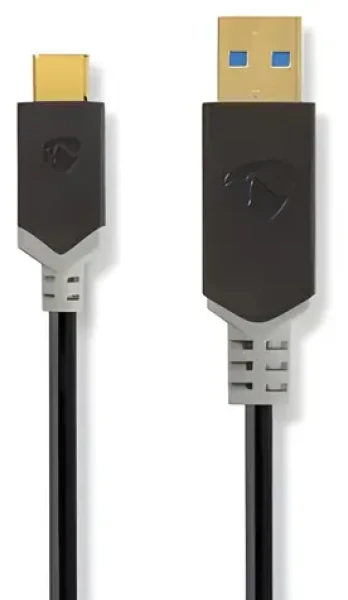 Nedis USB-A - USB-C antracit / Kábel / USB 3.2 Gen 1 / 60 W / 5 Gbps / 1 m / pozlátené konektory (CCBW61600AT10)