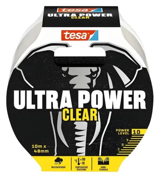 Tesa Ultra Power transparentná / Opravná páska / 10 mx 48 mm / vodeodolná (56496-00000-01)