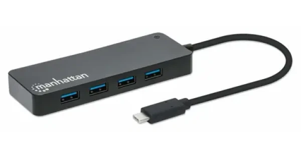 Manhattan 7portový USB-C hub čierny / USB hub / 7x USB-A / USB 3.2 Gen 1 / 5 Gbit/s (168410)