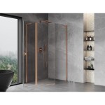 MEXEN/S - Mist Lsprchovací kút päťboký krídlový asymetrický 80x90, transparent, meď kartáčovaná 8A8L-080-090-65-00