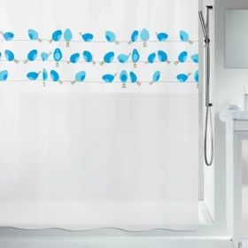 Spirella BIRDY biela / Sprchový záves / motív vtáky / PEVA / 180 x 200 cm