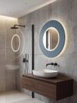 SAPHO - LUMIRO STRIP guľaté zrkadlo s LED osvetlením v ráme, priemer 75cm, siena LR750-4242S