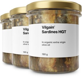 Vilgain Sardinky v bio extra panenskom olivovom oleji – 3× 190 g