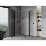 MEXEN/S - Mist-B Duo sprchovací kút dvere krídlové 80 x 80, čierna okraj, čierna 8A2-080L-080P-70-70