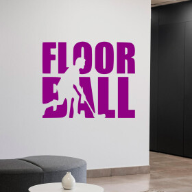 Veselá Stena Samolepka Nápis Floorball Farba: fialová, Veľkosť: 100 x 82 cm