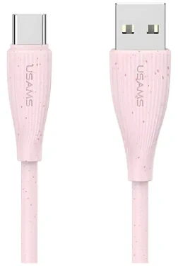 USAMS Green Series SJ714 ružová / Dobíjací a dátový kábel / USB-A na USB-C / 1m / 18W/3A (SJ714USB04)