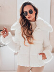 Dámska prešívaná krátka bunda s kožušinou TY5070, biela – FashionStreet 2XL