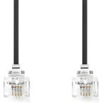 Nedis telefónny kábel RJ11-RJ11 plochý čierny / Telefónny kábel / RJ11-RJ11 / pozlátené konektory / 2 m (TCGL90200BK20)