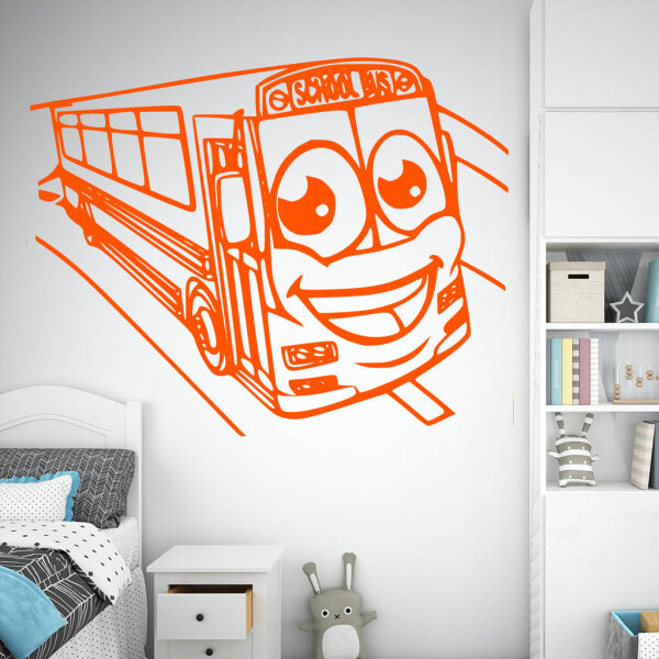 Veselá Stena Samolepka School bus Farba: oranžová, Veľkosť: 100 x 77 cm