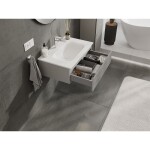 MEXEN/S - Rivel kúpeľňová skrinka 70 cm s umývadlom Vela, 1 šuplík, reliéf, šedá mat/biela mat 91A20-07023-1-BF62-W23M01