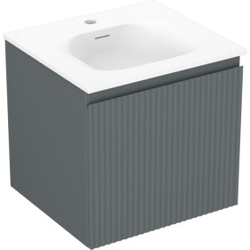MEXEN/S - Rivel kúpeľňová skrinka 50 cm s umývadlom Vela, 1 šuplík, reliéf, grafit mat/biela mat 91A20-05047-1-BF66-W23M01