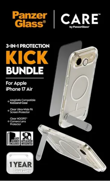 PanzerGlass Bundle Kick 3v1 pre iPhone 17 Air / Ochranná sada / Temperované sklo + PET + silikón (CR83130)