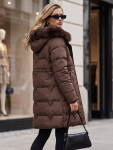 Dámska zimná prešívaná bunda s kapucňou, hnedá, FashionStreet TY5825 L