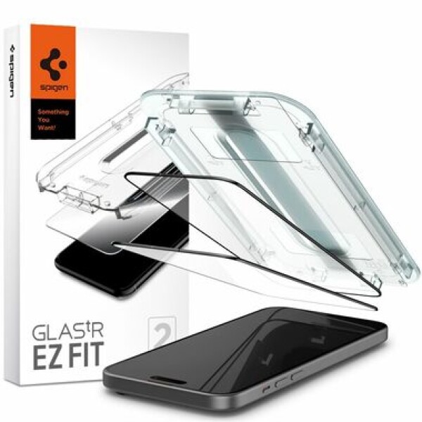 Spigen Glass tR EZ Fit 2 Pack ochranné sklo pre Apple iPhone 15 FC čierna (AGL06904)