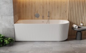 BESCO - Voľne stojaca vaňa DENAYA biela, sifón so štrbinovým prepadom - Farba - Biela, Farba sifónu - Chróm, Rozmer vane - 170 × 78 cm, Spôsob prevedenia - Ľavé VANDENA170L