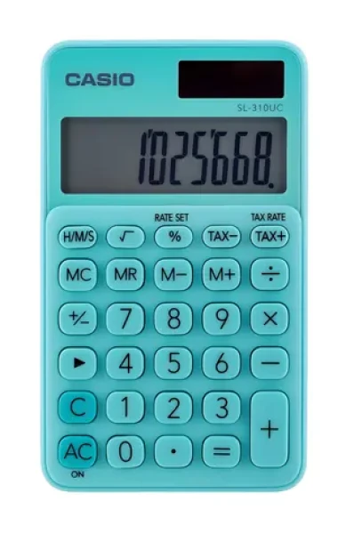 Casio SL-310UC-GN zelená / Kalkulačka / vreckový / 10 miest / solárny panel + batéria LR54 (SL-310UC-GN BOX)