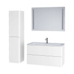 Mereo Siena, kúpeľňová skrinka 155 cm vysoká, L/P, biela lesk CN414LP