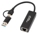 MicroConnect Premium USB-C/A na RJ45 čierna / Adaptér / 0,2 m (MC-USBACNET1G)