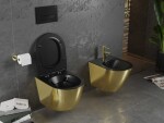 MEXEN - Lena Závesná WC misa vrátane sedátka s slow-slim, duroplast, čierna/zlatá 30224076