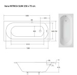 BESCO - Obdĺžniková vaňa intrige SLIM - Nožičky k vani - S nožičkami, Rozmer vane - 150 × 75 cm VANINTRICA150SL + OLVPINOZ