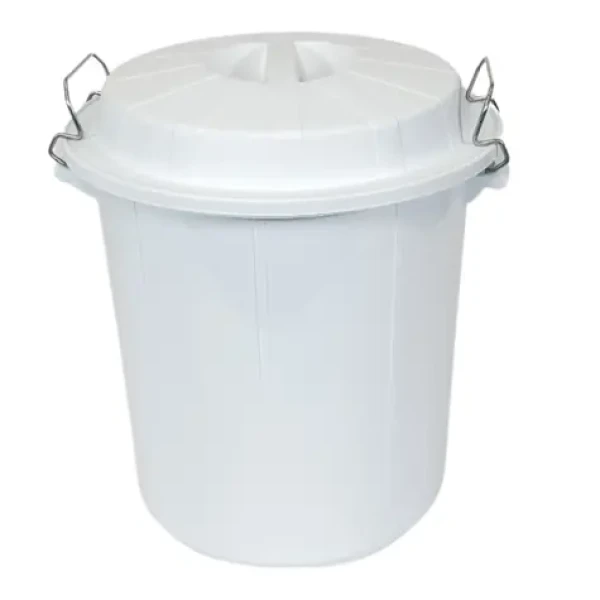 DENOX Industrial biela / Nádoba na odpad / 50 l / PE-HD plast / kovové spony