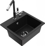 MEXEN/S MEXEN/S - Milo granitový drez 1-miska vrátane batérie Flora, čierna 6505-77-670401-07-B