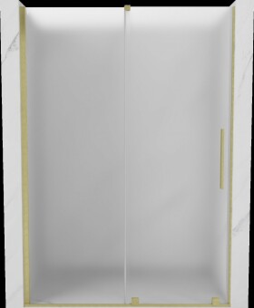 MEXEN/S - Velár posuvné sprchové dvere 160, dekor, zlatá kartáčovaná 871-160-000-31-55