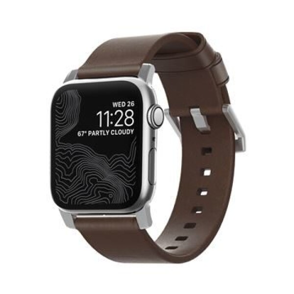 Nomad Leather kožený remienok pre Apple Watch (38 40 mm) hnedá koža strieborná pracka (NM1A3RSM00)